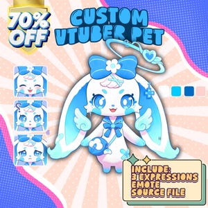 Personalized Virtual Mascot for Streamers, Cute Companion Avatar, Anime Pet Character for VTuber Overlay, Streaming Assistant Design