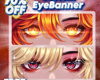 かわいいアニメ風アイカバー、カスタムVTuberバナー、美的ストリームヘッダー、パーソナライズされたチャンネルアートワーク、ユニークなデジタルプロフィールデザイン