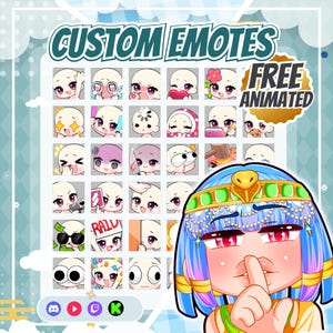 Pack d'émoticônes personnalisé pour streamers, icônes de discussion Twitch Discord, réactions Kawaii