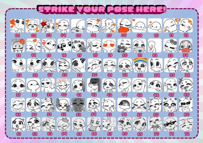 Frasturation Sticker Custom 10+3 Twitch Emotes Pack, Emoji Commission, Kawaii Reaction Pack ...