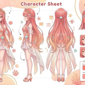 Custom Anime Character Sheet, Kawaii OC Reference, Pastel Avatar Design Layout, Digital Artist Concept Guide for Original Characters