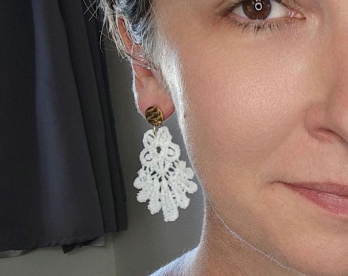 Featured listing image: Ultra-light lace earrings - stainless steel fasteners
