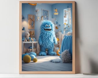 Friendly Monster B1 - Instant Download Poster - Kids Room - Interior Design - AI - Design