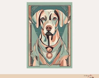 Luxury Dog 5 - Instant Download Art Deco Dog Digital Poster - Digital Art - Home Decor - AI Art - Design