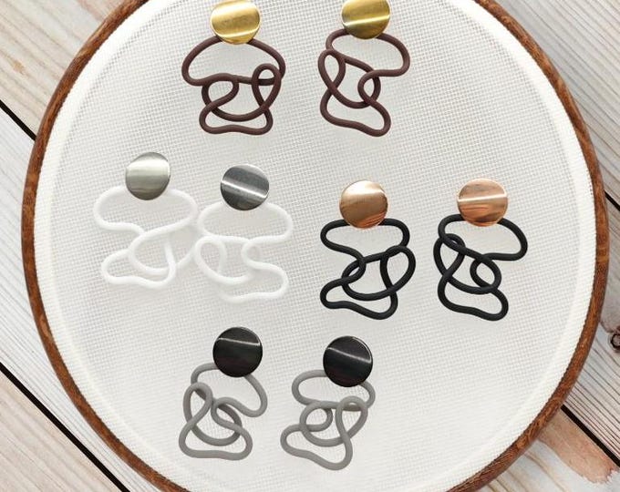 Featured listing image: Chic Rubber 1 - black, gray, brown and white for the wisest - lightweight stainless steel and rubber earrings, modern and original