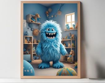 Friendly Monster B2 - Instant Download Poster - Kids Room - Interior Design - AI - Design