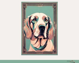 Luxury Dog 1 - Instant Download Art Deco Dog Digital Poster - Digital Art - Home Decor - AI Art - Design