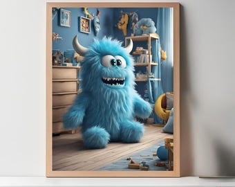 Friendly Monster B7 - Instant Download Poster - Kids Room - Interior Design - AI - Design