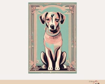 Luxury Dog 4 - Instant Download Art Deco Dog Digital Poster - Digital Art - Home Decor - AI Art - Design