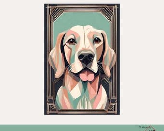 Luxury Dog 2 - Instant Download Art Deco Dog Digital Poster - Digital Art - Home Decor - AI Art - Design