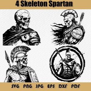 Skeleton Spartan SVG Bundle,Skeleton Spartan Warrior Clipart,Warrior Roman Templar  Gladiator SVG Empire Army Shirt Svg Png Dxf Eps Pdf