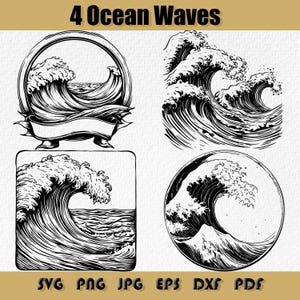 Ocean Waves SVG Bundle: Nautical Designs for Laser Cutting (Digital Download