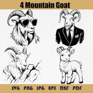 Mountain Goat Svg Bundle,Png,Sunglass Goat Png,  Goat in Suit Svg,Mountain Goan in Rocks,Hunter Goat ,Cute Goat Svg,Cool Goat Svg