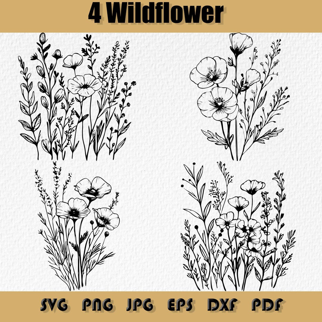 Wildflower Svg Bundle, PNG, Wild Flowers Clipart,bouquet Svg,nature Svg ...
