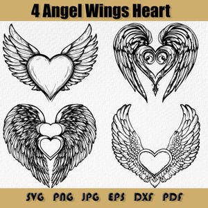 Angel Wings Heart SVG Bundle: Memorial Vector Design (Digital Download