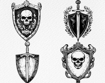 Viking Shield SVG Bundle: Medieval Warrior Clipart (Digital Files)