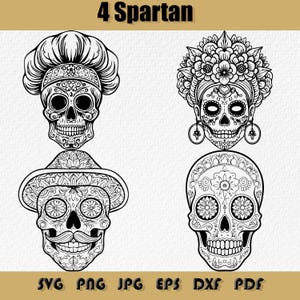 Suikerschedel Svg-bundel, png, Mexicaanse suikerschedel clipart bloemen, Calavera dag van de dode silhouet, Halloween schedel Svg, feest, gentleman schedel