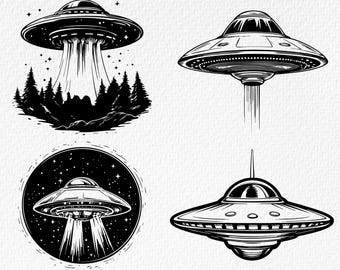 UFO SVG Bundle: Alien Spaceship Silhouette (Digital Download)