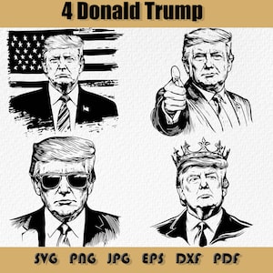 Donald Trump SVG bundel, Donald Trump gezicht clipart silhouet, vector afbeelding, politieke SVG, King Donald Trump png, Amerikaanse vlag Trump, president