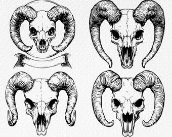 Ram Skull SVG Bundle: Gothic Animal Skull Designs (Digital Download