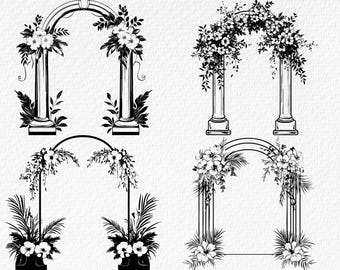 Wedding Floral Arch SVG Bundle: Ceremony Entrance Clipart (Digital Download)