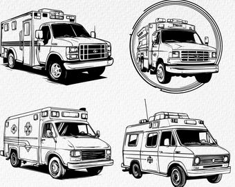USA Ambulance SVG Bundle: Paramedic Clipart, Emergency Vehicle (Digital Download)
