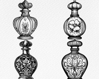 Vintage Perfume Bottle SVG Bundle: Elegant Cosmetic Designs (Digital Download)