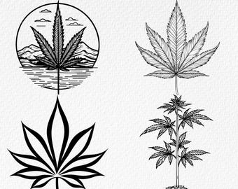 Marijuana Plant SVG Bundle, Stoner Silhouette (Digital Download)
