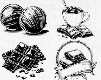Pacchetto SVG di cioccolato: grafica vettoriale clipart di dolcetti (download digitale)