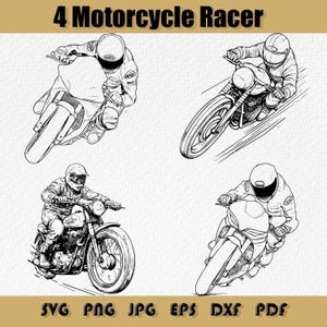 Motorcycle Racer Svg Bundle, Dirt Bike PNG,Motorcycle Racing SVG, Motorcycle Racing Clipart,Silhouette, Sportbike Rider SVG, Motor Speed Svg