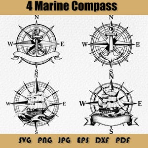 Meereskompass-Svg-Bundle, Meereskompass-Rose Png, Nautik-Marine-Kompass-Svg, Silhouette, Marinekompass-Svg,