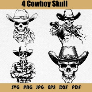 Western Cowboy Skull svg Bundle, Cowboyhut mit Cowboyhut und Cowboyhut, Western Skull Cowboy Shirt Design png, Schädel mit Cowboyhut svg, Instant Download