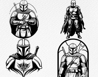 Mandalorian Silhouette SVG Bundle, Laser Cut Files (Digital Download)