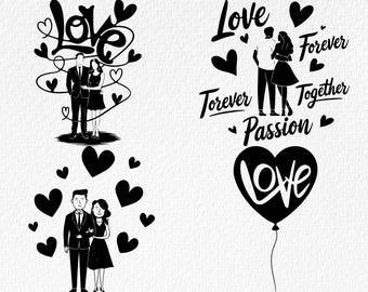 Couple Love SVG Bundle: Romance Clipart (Digital Download)