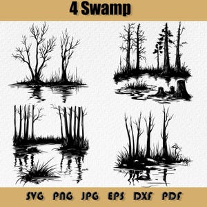 Swamp Landscape SVG Bundle: Bald Cypress Tree, Wetlands Clipart (Digital Files)