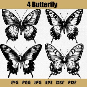 Schmetterling-Svg-Bundle, Schmetterling-Clipart, Schmetterlinge-Svg, Silhouette, digitaler Download, geschichteter Schmetterling, Schmetterlinge zwart, Png, Pdf, Eps, Dxf