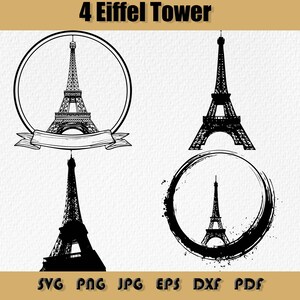 Bundle Tour Eiffel Svg, Silhouette de la Tour Eiffel, Clipart Tour Eiffel, téléchargement immédiat, téléchargement numérique, Paris Svg, monument SVG, pochoir