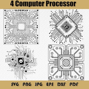 Processeur d'ordinateur SVG Bundle, circuit imprimé Svg Bundle, Tech svg, svg ingénierie, carte mère Cpu Svg Png Eps, usage personnel et commercial