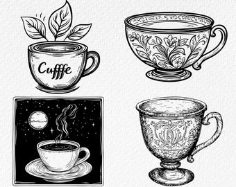 SVG-bundel koffiekopje: clipart keukendecor (digitale download)