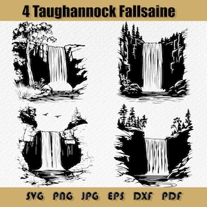 Bundle Svg Taughannock Falls, PNG, clipart cascade pittoresque, nature paysage Png, parc naturel png, paysage forestier, montagne rivière Svg
