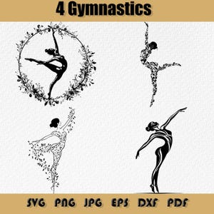 Gymnastik-Svg-Bundle, Png, weibliche Turnerin Line Art Png, Frau Gymnastik Eps, handgezeichnete Turnerin Bilder zum Drucken und Gravieren