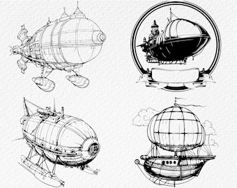 Steampunk Airship SVG Bundle: Laser Cut & Print Designs (Digital Download)