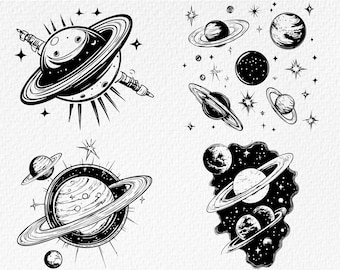 Pacote SVG de corpos espaciais: clipart de astronomia, arquivos cortados a laser (download digital)