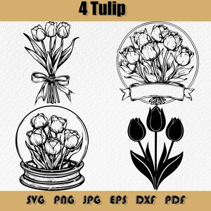 Tulip SVG Bundle: Floral Clipart, Laser Cut Files (Digital Download)
