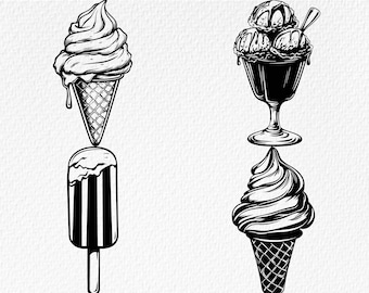Glass SVG-paket: Dessert Clipart för Cricut (digital nedladdning)