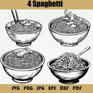 Pacote de espaguete Svg, macarrão Png, tigela de espaguete Svg, clipart de espaguete, vetor de espaguete, svg de comida, macarrão espaguete Svg, png, dxf, eps, pdf
