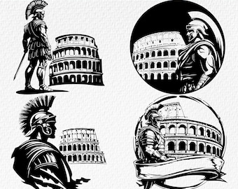 Rome Gladiator SVG Bundle: Colosseum, Roman Emperor (Digital Download)
