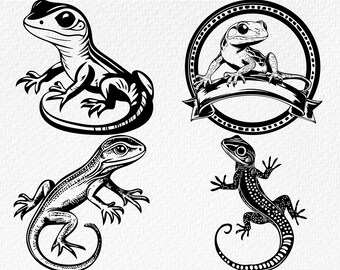 Gecko Lizard SVG Bundle, Reptile Clipart, Aboriginal Art (Digital Files)