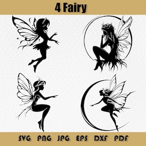 Fairy SVG Bundle: Forest Silhouette, Cartoon Graphics (Digital Files)