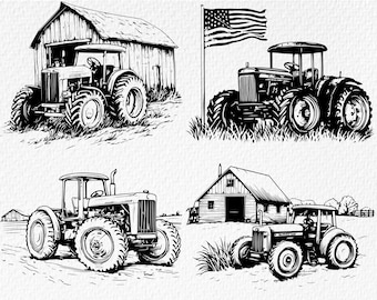 Vintage Tractor SVG Bundle: Farm Tractor Vector, Classic Farming Decal (Digital Download)